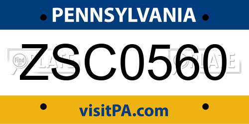 ZSC0560 Pennsylvania License Plate