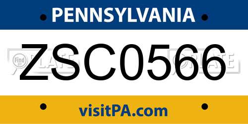 ZSC0566 Pennsylvania License Plate