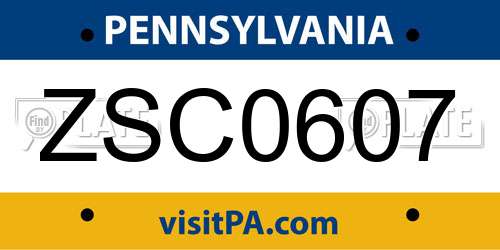 ZSC0607 Pennsylvania License Plate