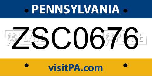ZSC0676 Pennsylvania License Plate