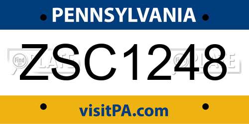 ZSC1248 Pennsylvania License Plate