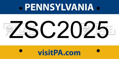 ZSC2025 Pennsylvania License Plate