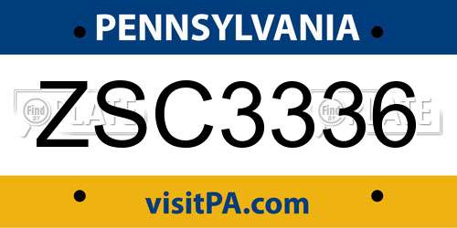 ZSC3336 Pennsylvania License Plate