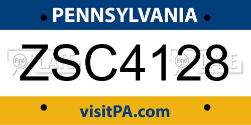 ZSC4128 Pennsylvania License Plate