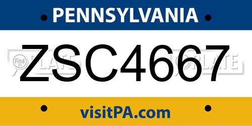 ZSC4667 Pennsylvania License Plate