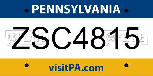 ZSC4815 Pennsylvania License Plate