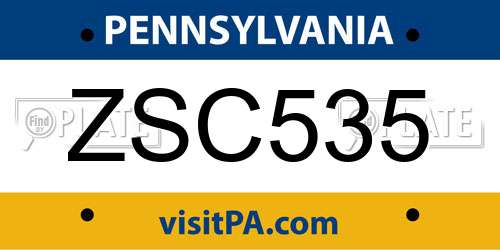 ZSC535 Pennsylvania License Plate
