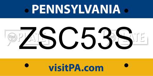 ZSC53S Pennsylvania License Plate