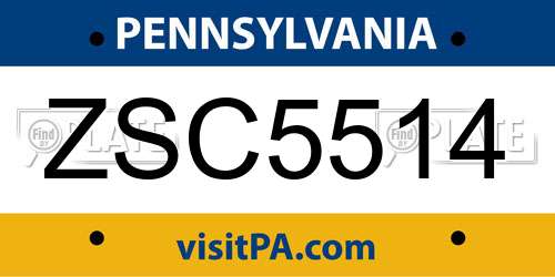 ZSC5514 Pennsylvania License Plate