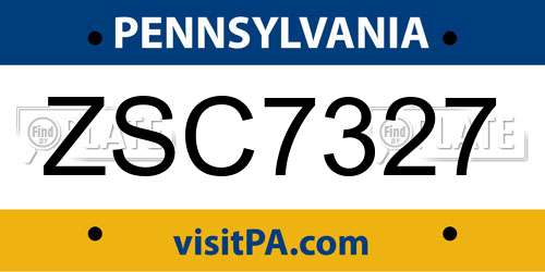 ZSC7327 Pennsylvania License Plate