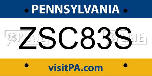 ZSC83S Pennsylvania License Plate
