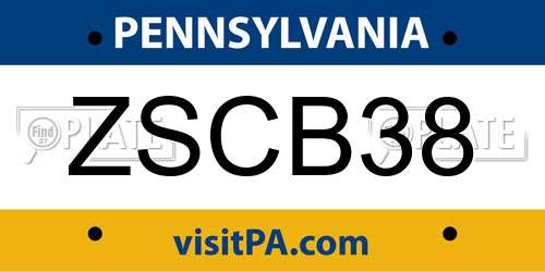 ZSCB38 Pennsylvania License Plate