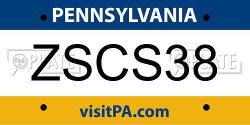ZSCS38 Pennsylvania License Plate