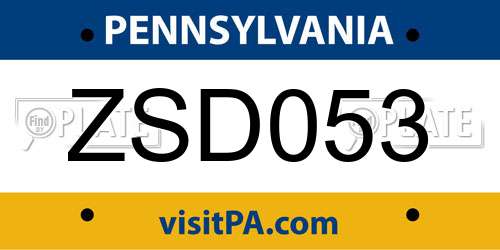 ZSD053 Pennsylvania License Plate