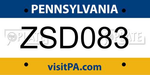 ZSD083 Pennsylvania License Plate
