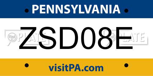ZSD08E Pennsylvania License Plate
