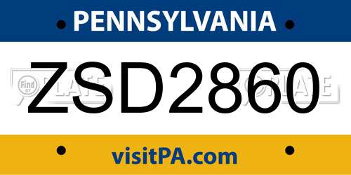 ZSD2860 Pennsylvania License Plate