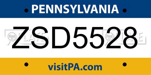ZSD5528 Pennsylvania License Plate