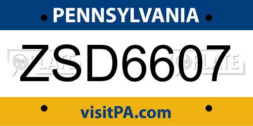 ZSD6607 Pennsylvania License Plate