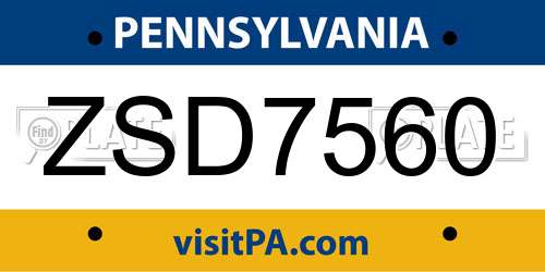 ZSD7560 Pennsylvania License Plate
