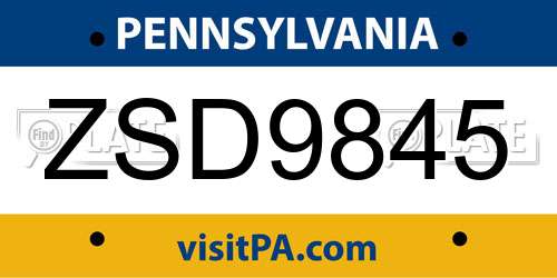 ZSD9845 Pennsylvania License Plate