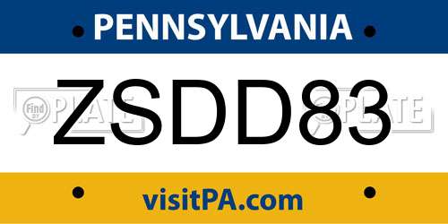 ZSDD83 Pennsylvania License Plate