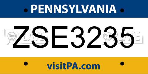ZSE3235 Pennsylvania License Plate