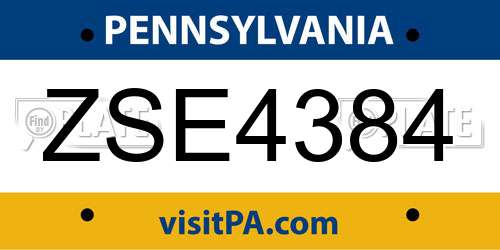 ZSE4384 Pennsylvania License Plate