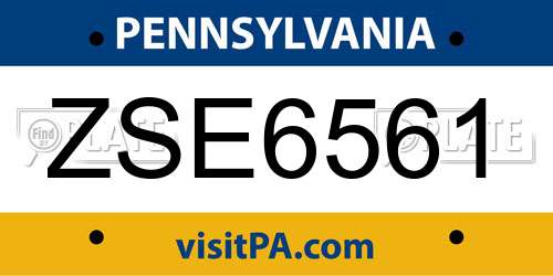 ZSE6561 Pennsylvania License Plate