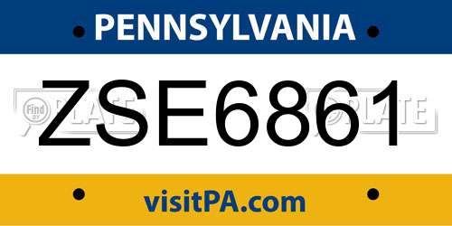 ZSE6861 Pennsylvania License Plate