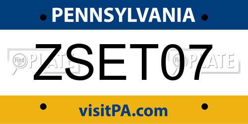 ZSET07 Pennsylvania License Plate