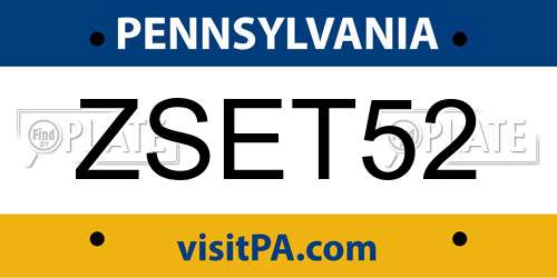 ZSET52 Pennsylvania License Plate