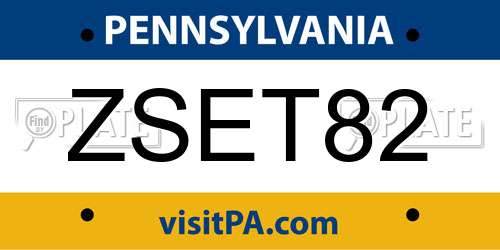 ZSET82 Pennsylvania License Plate