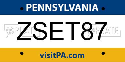 ZSET87 Pennsylvania License Plate