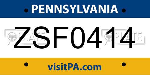ZSF0414 Pennsylvania License Plate