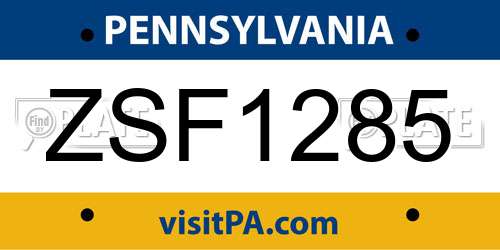 ZSF1285 Pennsylvania License Plate