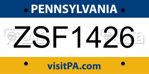 ZSF1426 Pennsylvania License Plate