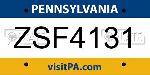 ZSF4131 Pennsylvania License Plate