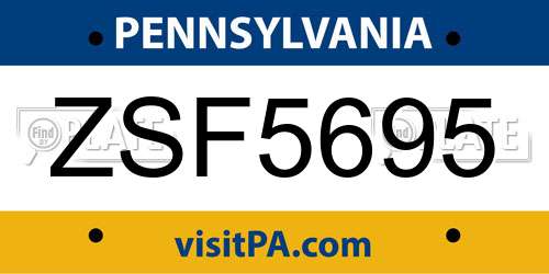 ZSF5695 Pennsylvania License Plate
