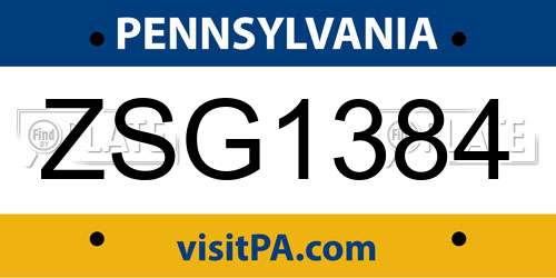 ZSG1384 Pennsylvania License Plate