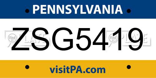 ZSG5419 Pennsylvania License Plate