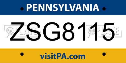 ZSG8115 Pennsylvania License Plate