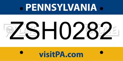 ZSH0282 Pennsylvania License Plate