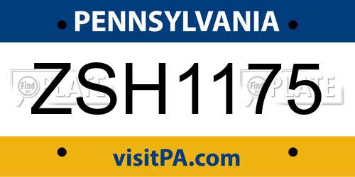 ZSH1175 Pennsylvania License Plate