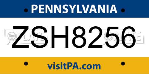 ZSH8256 Pennsylvania License Plate