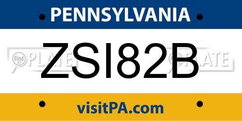 ZSI82B Pennsylvania License Plate