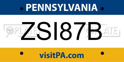 ZSI87B Pennsylvania License Plate