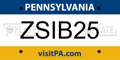 ZSIB25 Pennsylvania License Plate