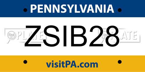 ZSIB28 Pennsylvania License Plate