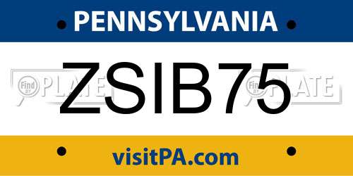 ZSIB75 Pennsylvania License Plate